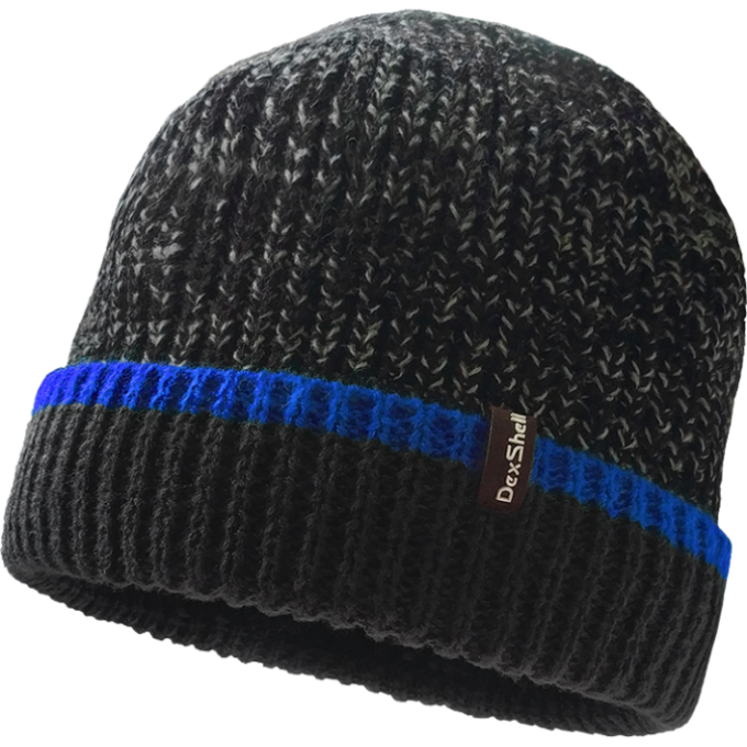 Шапка водонепроницаемая DEXSHELL Cuffed Beanie, DH353BLU черная с cиней полоской, размер S/M DH353BLUSM